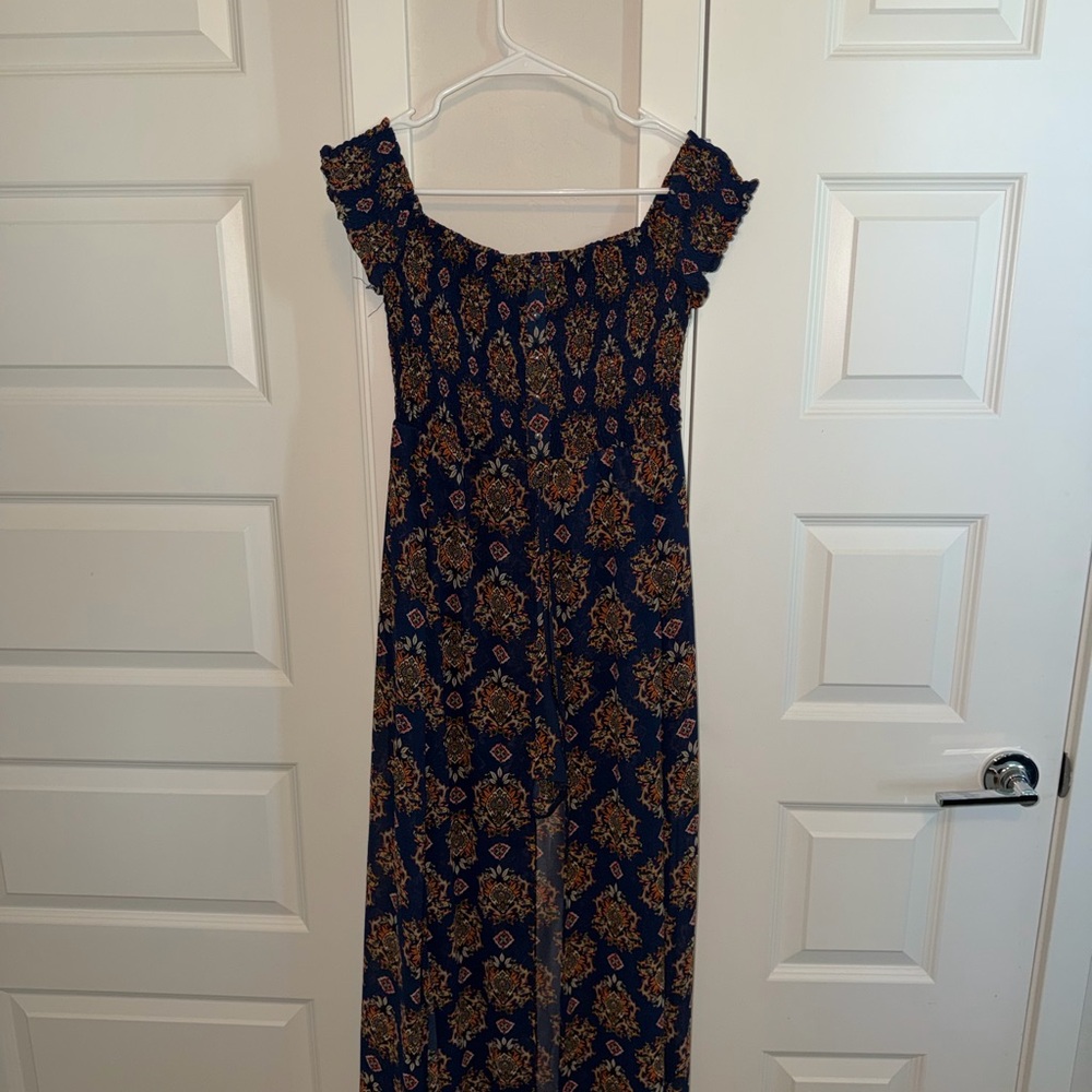 Xhilaration Navy and Orange Floral Maxi Dress